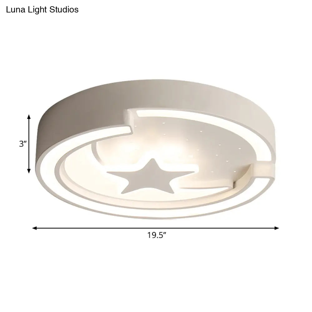 Contemporary Star Metal Led Flushmount Ceiling Light In White - 16/19.5 Diameter
