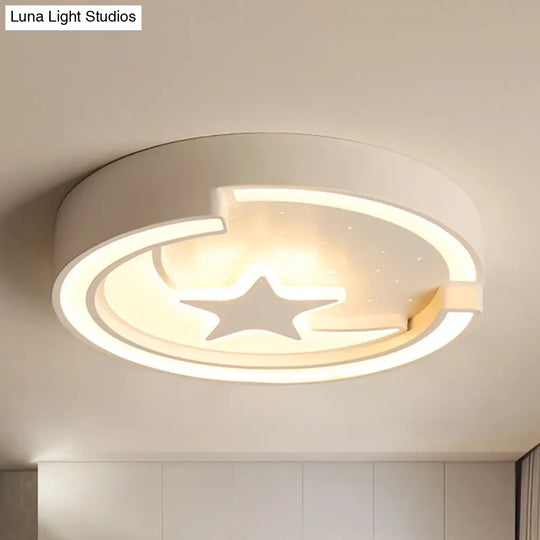 Contemporary Star Metal Led Flushmount Ceiling Light In White - 16/19.5 Diameter