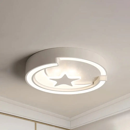 Contemporary Star Metal Led Flushmount Ceiling Light In White - 16’/19.5’ Diameter / 16’ Warm