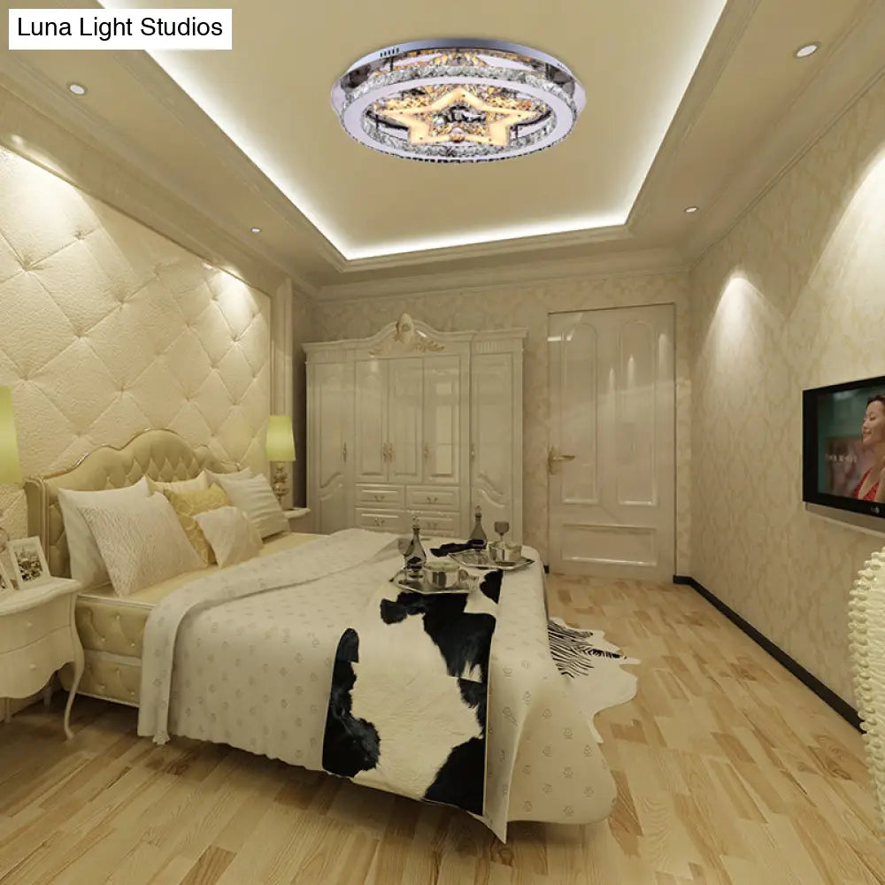 Contemporary Star Semi Flush Pendant Light With Clear Crystal Shade - Led Ceiling Lighting In