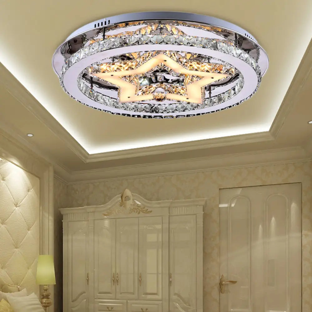 Contemporary Star Semi Flush Pendant Light With Clear Crystal Shade - Led Ceiling Lighting In