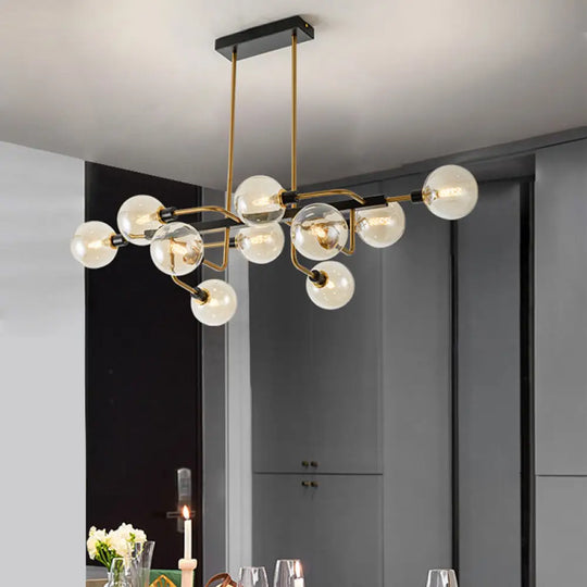 Contemporary Starburst Chandelier: 10-Light Amber/Smoke Gray/Cream Glass Hanging Lamp Amber