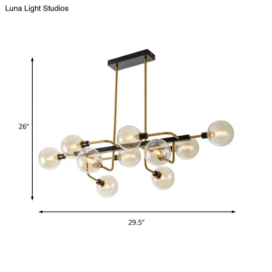 Contemporary Starburst 10-Light Chandelier With Amber/Smoke Gray/Cream Glass