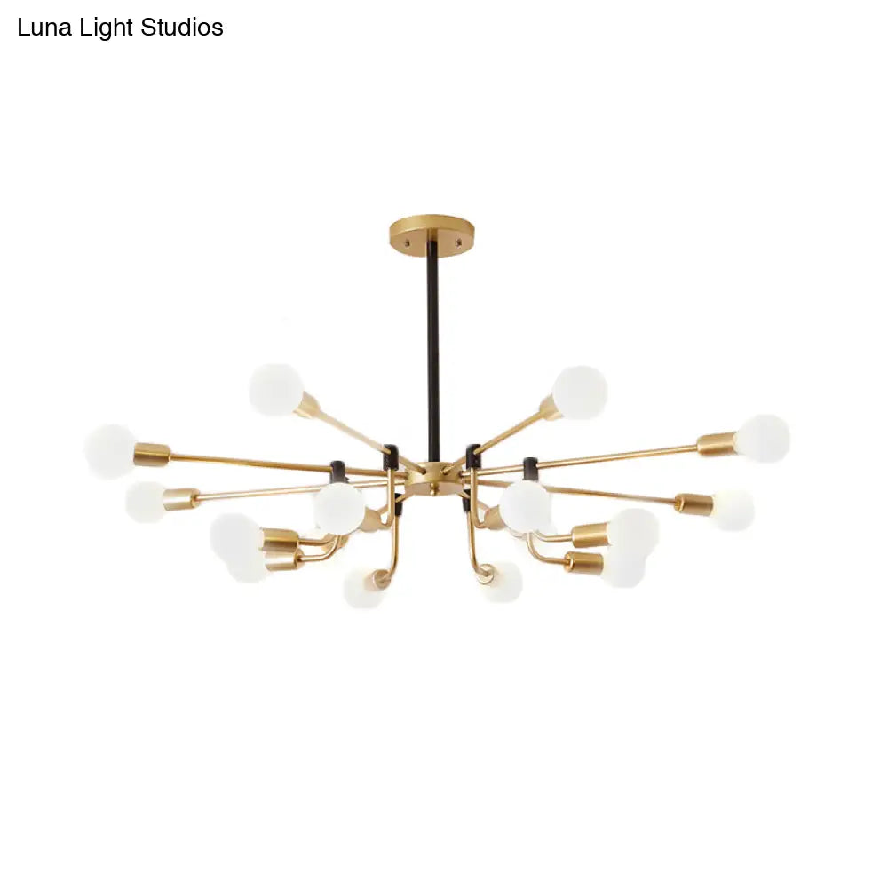 Contemporary Starburst Chandelier: Metal Ceiling Light For Bedroom With Gold Arm - 6/12/16 Lights