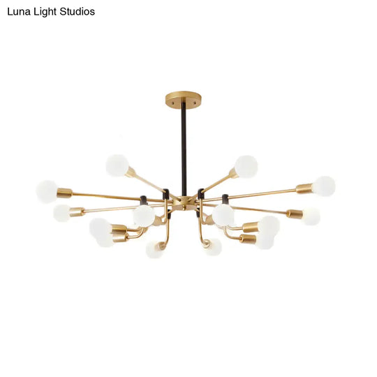 Contemporary Starburst Chandelier: Metal Ceiling Light For Bedroom With Gold Arm - 6/12/16 Lights