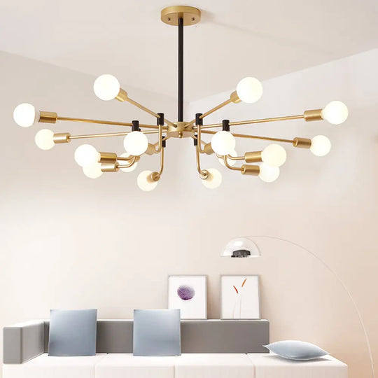 Contemporary Starburst Chandelier: Metal Ceiling Light For Bedroom With Gold Arm - 6/12/16 Lights 16