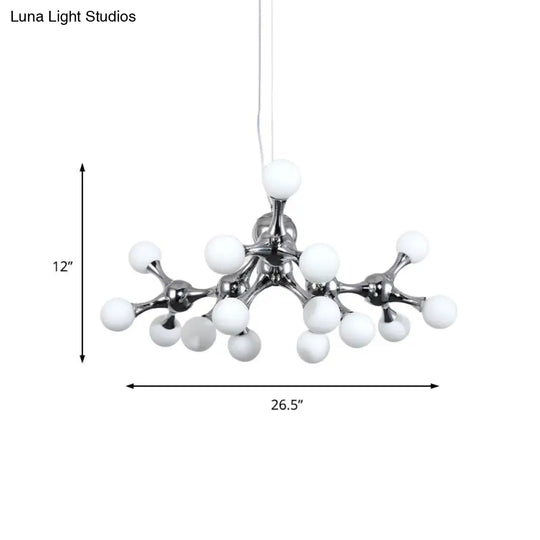 Contemporary Chrome Metal Chandelier With Molecular Shade And Multi Light Design