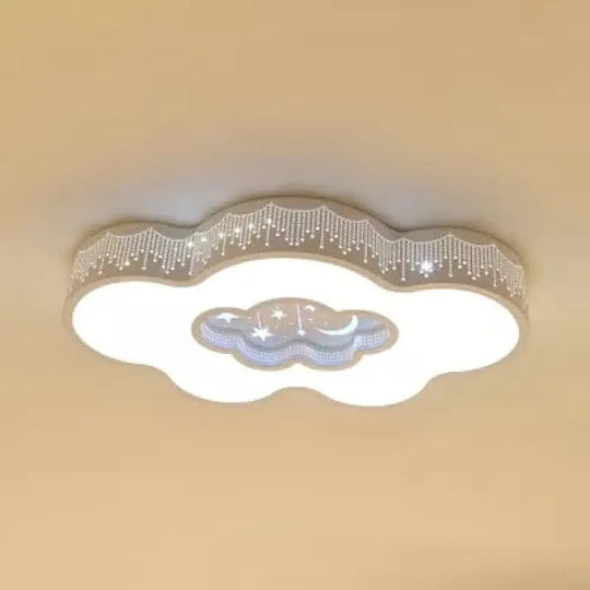 Contemporary Starry Flush Ceiling Light With Cloud Acrylic Accent In White - Ideal For Study Room /