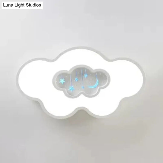 Contemporary Starry Flush Ceiling Light With Cloud Acrylic Accent In White - Ideal For Study Room