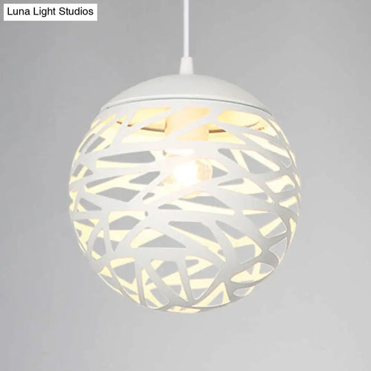 Contemporary Stenciled Metal Shade Pendant Light - 8/12 W Black/White White / 8