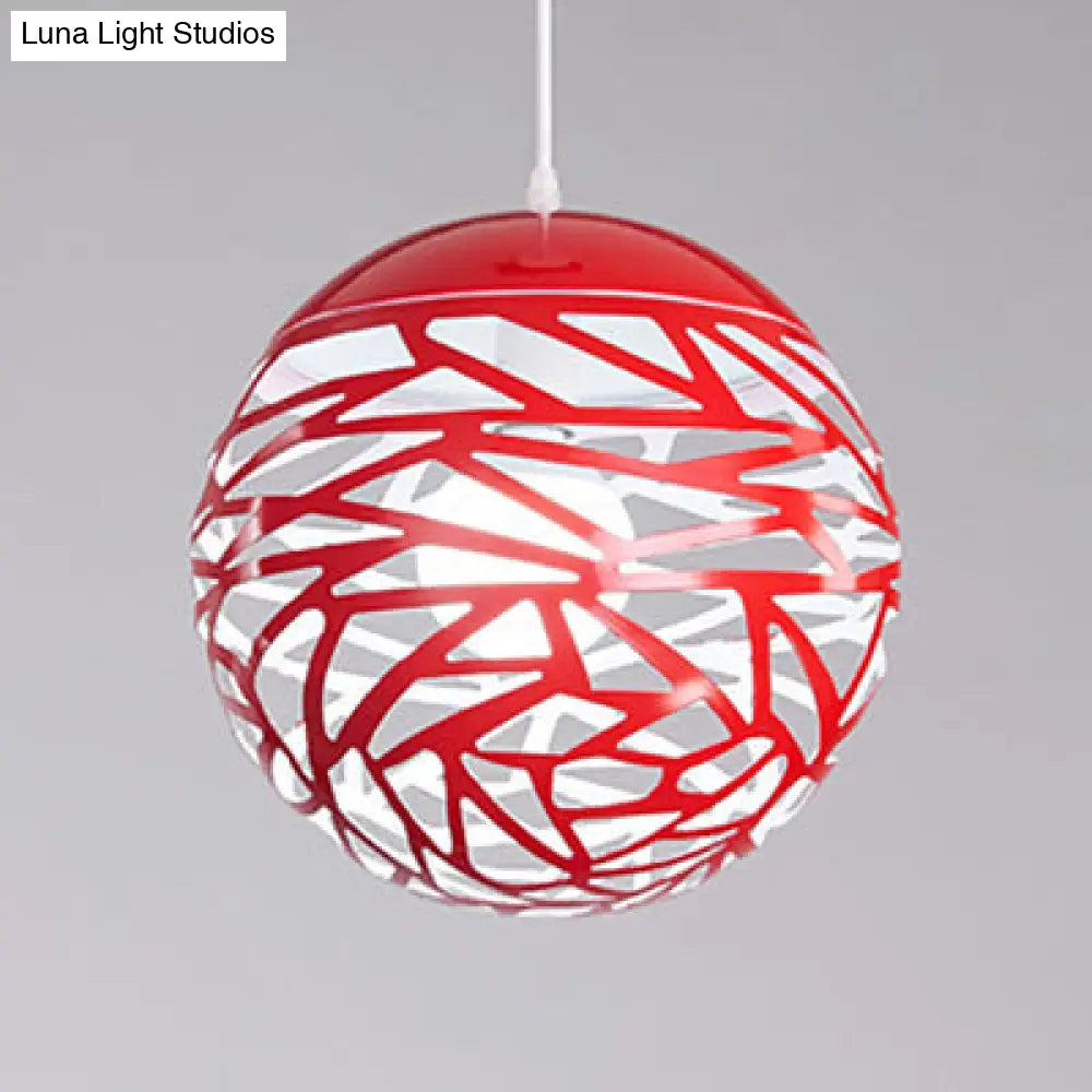 Contemporary Stenciled Metal Shade Pendant Light - 8/12 W Black/White Red / 8