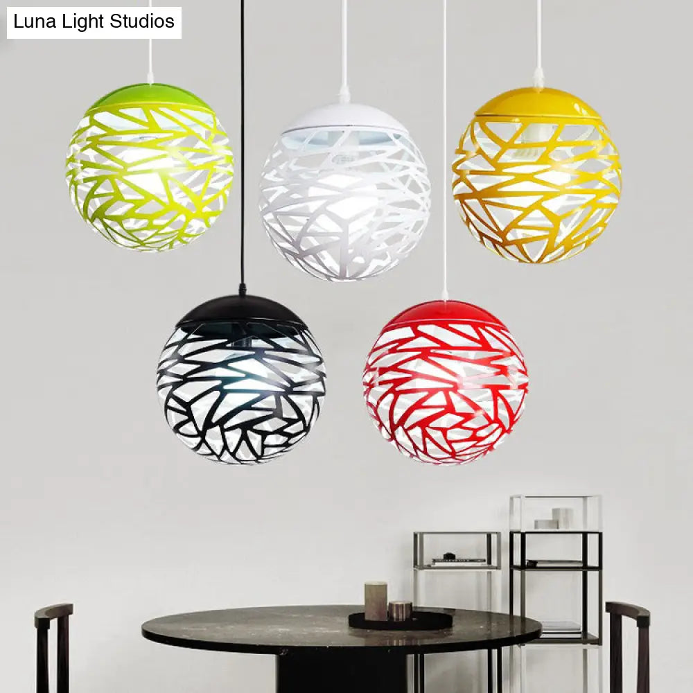 Contemporary Stenciled Metal Shade Pendant Light - 1 Black/White 8’/12’ W Ideal For Dining Areas