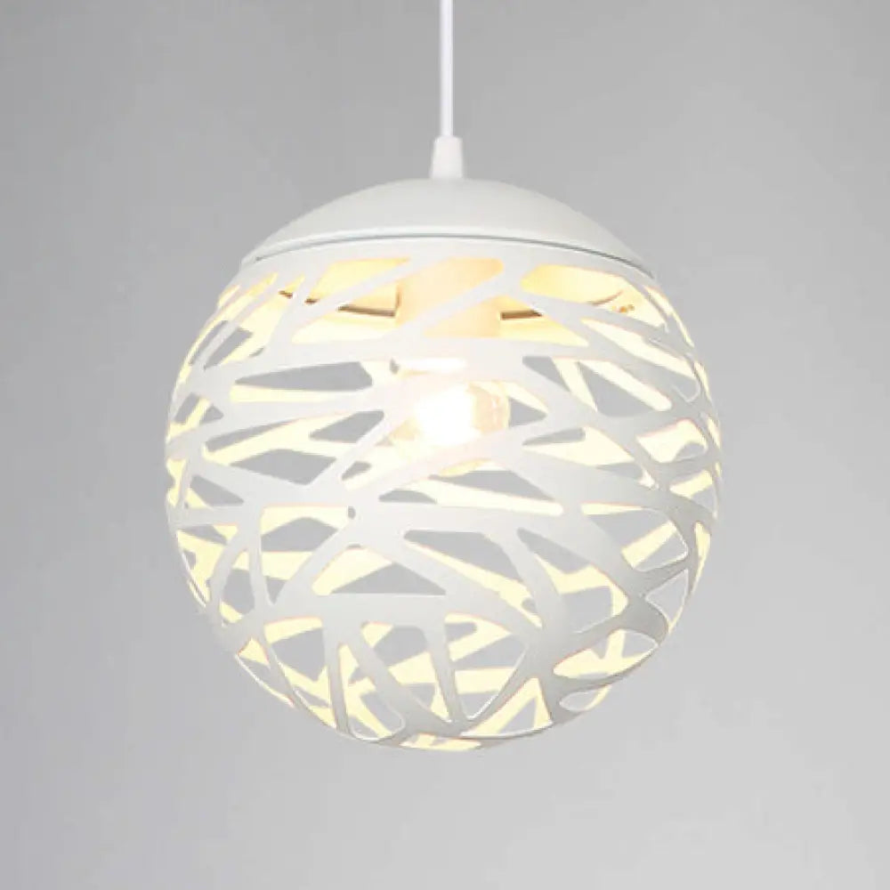 Contemporary Stenciled Metal Shade Pendant Light - 1 Black/White 8’/12’ W Ideal For Dining