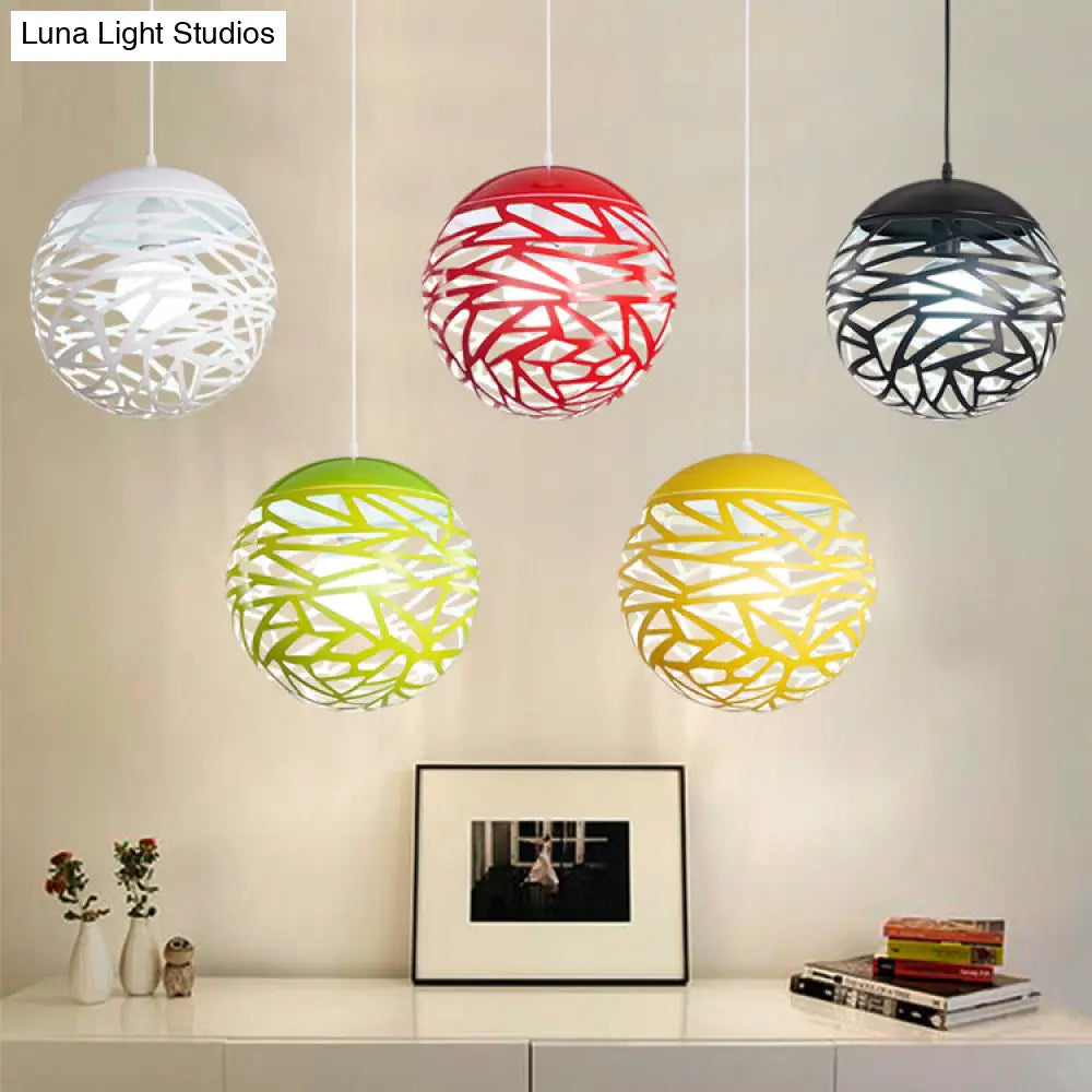 Contemporary Stenciled Metal Shade Pendant Light - 1 Black/White 8’/12’ W Ideal For Dining Areas