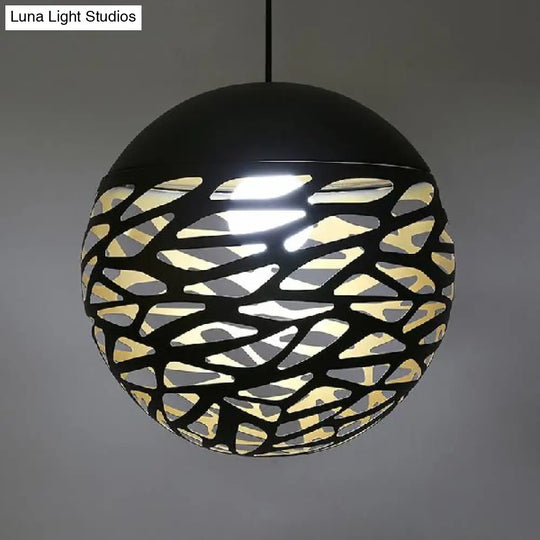 Contemporary Stenciled Metal Shade Pendant Light - 8/12 W Black/White Black / 8