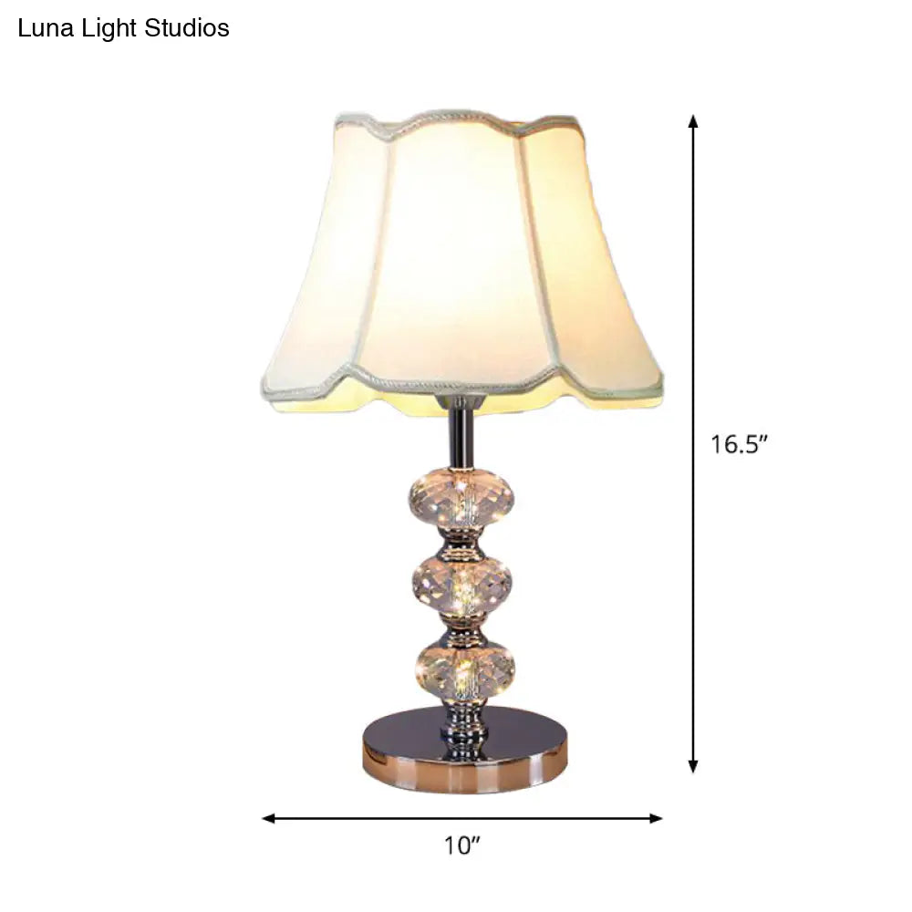 Contemporary Study Light With Crystal Lamp Post - Silver/Beige/Coffee Fabric Shade 1 Head Perfect