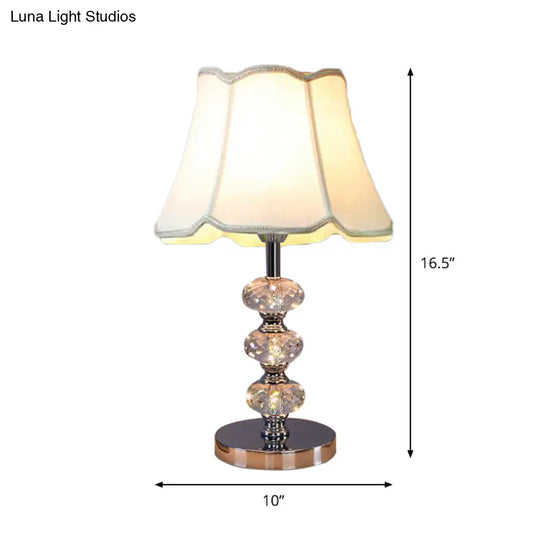 Contemporary Study Light With Crystal Lamp Post - Silver/Beige/Coffee Fabric Shade 1 Head Perfect