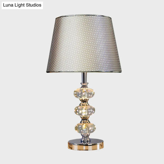 Contemporary Study Light With Crystal Lamp Post - Silver/Beige/Coffee Fabric Shade 1 Head Perfect