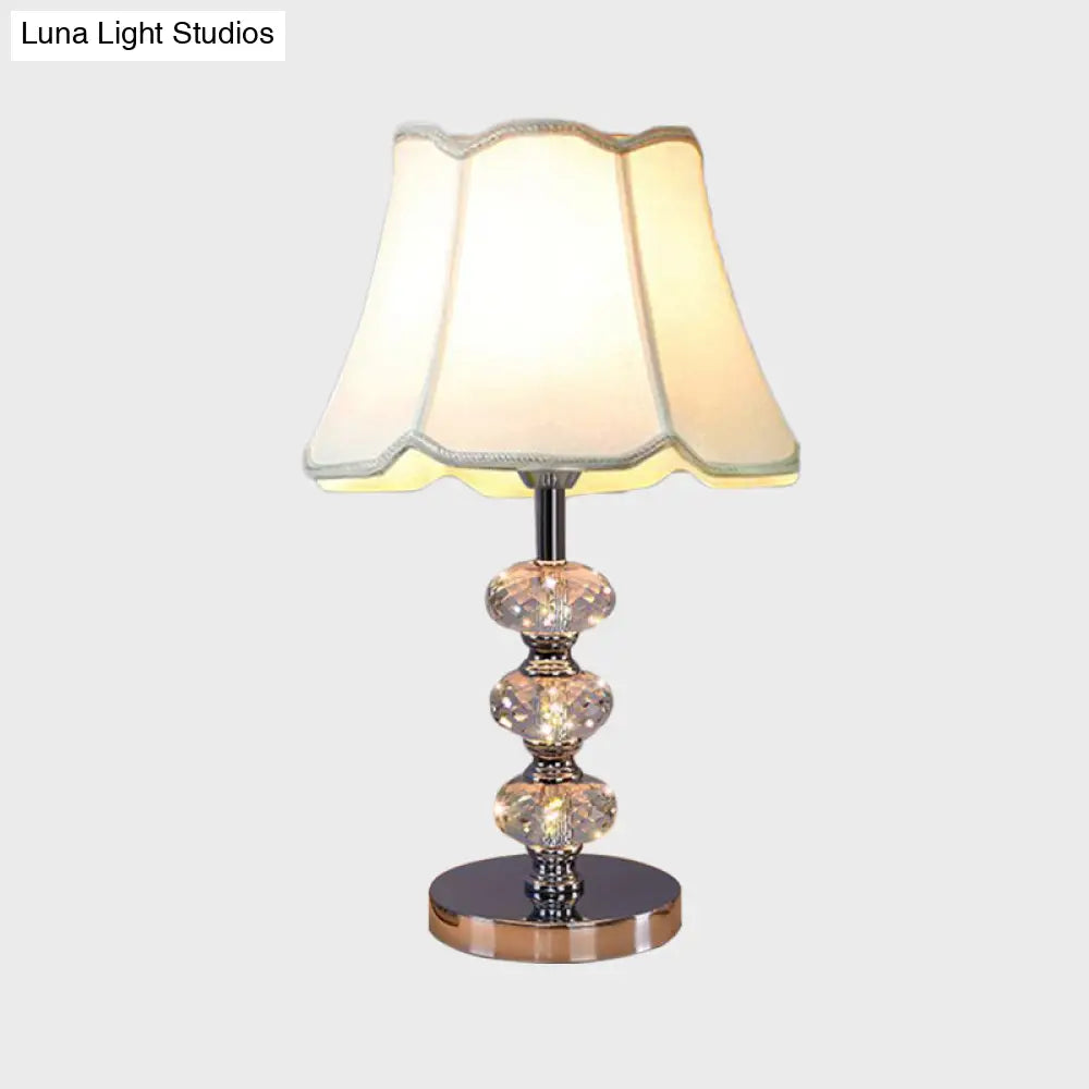 Contemporary Study Light With Crystal Lamp Post - Silver/Beige/Coffee Fabric Shade 1 Head Perfect