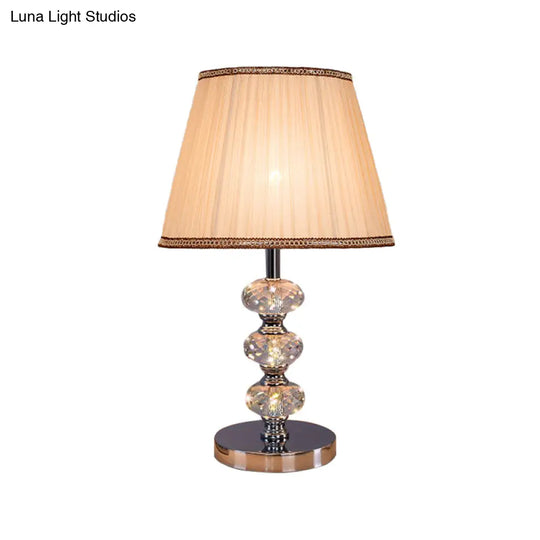 Contemporary Study Light With Crystal Lamp Post - Silver/Beige/Coffee Fabric Shade 1 Head Perfect