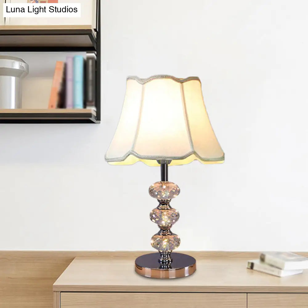 Contemporary Study Light With Crystal Lamp Post - Silver/Beige/Coffee Fabric Shade 1 Head Perfect