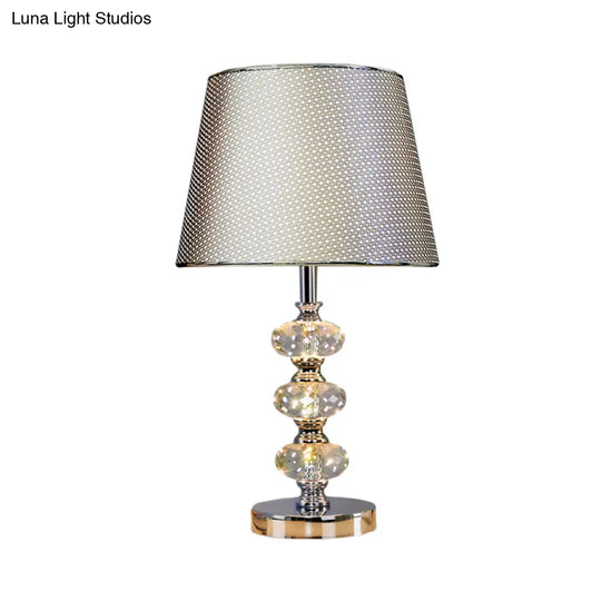 Contemporary Study Light With Crystal Lamp Post - Silver/Beige/Coffee Fabric Shade 1 Head Perfect