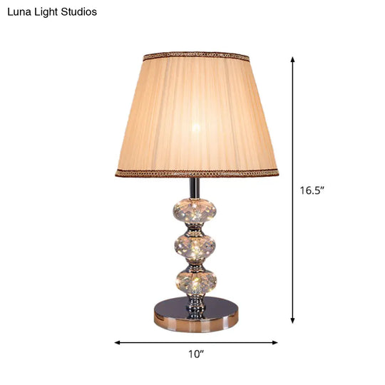 Contemporary Study Light With Crystal Lamp Post - Silver/Beige/Coffee Fabric Shade 1 Head Perfect