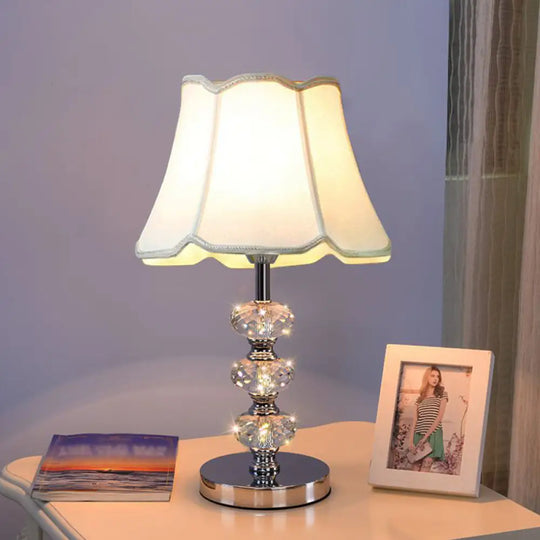 Contemporary Study Light With Crystal Lamp Post - Silver/Beige/Coffee Fabric Shade 1 Head Perfect