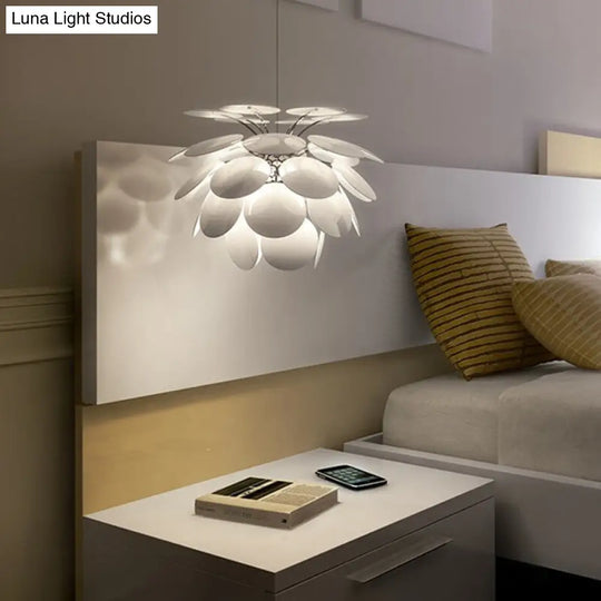 Contemporary Pinecone Ceiling Light With Metallic Finish And 1 White Pendant Lamp (21.5/25.5 W)