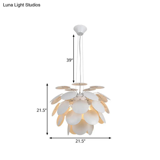 Contemporary Style Metallic Pinecone Ceiling Hanging Light - 1 White Pendant Lamp 21.5’/25.5