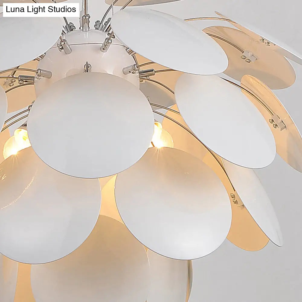 Contemporary Pinecone Ceiling Light With Metallic Finish And 1 White Pendant Lamp (21.5/25.5 W)