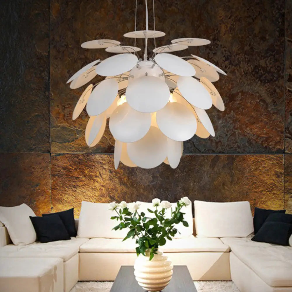 Contemporary Style Metallic Pinecone Ceiling Hanging Light - 1 White Pendant Lamp 21.5’/25.5 / 21.5’