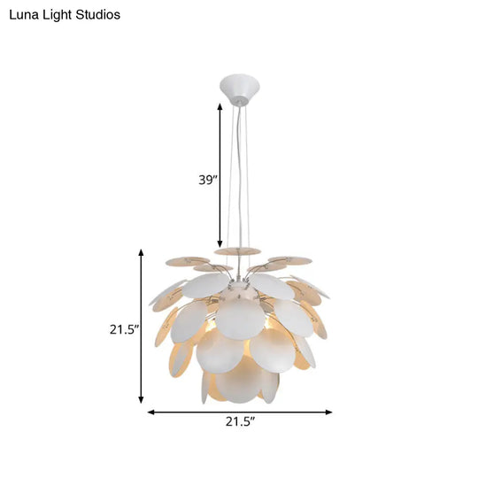 Contemporary Pinecone Ceiling Light With Metallic Finish And 1 White Pendant Lamp (21.5/25.5 W)