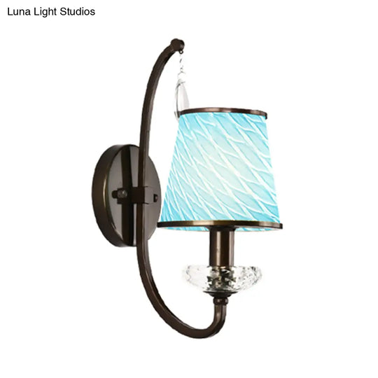 Contemporary Style Wall Light Fixture With Beige/Blue/Green Cone Shade