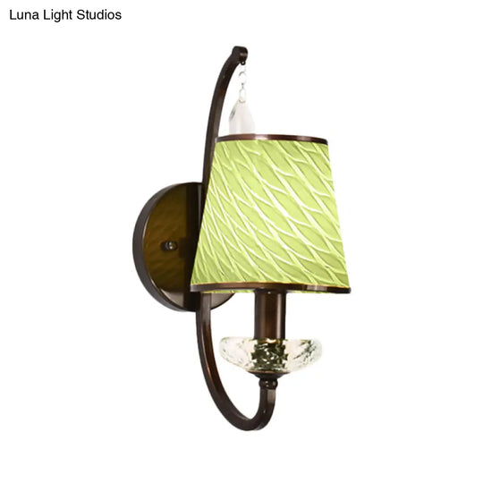 Contemporary Style Wall Light Fixture With Beige/Blue/Green Cone Shade