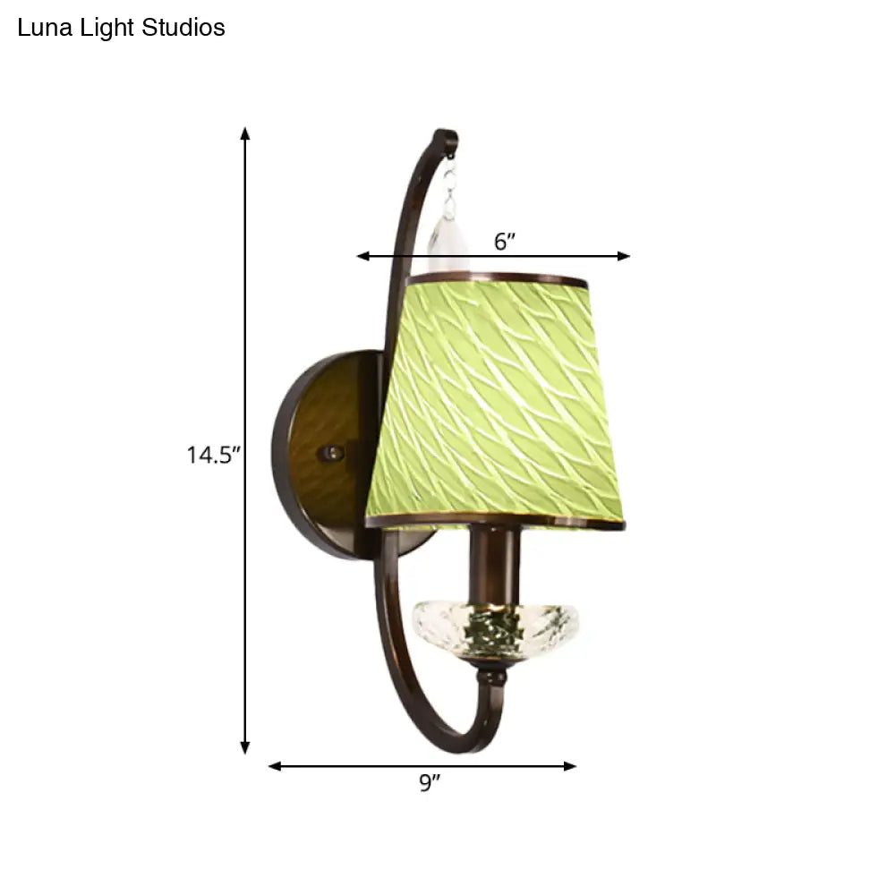 Contemporary Style Wall Light Fixture With Beige/Blue/Green Cone Shade