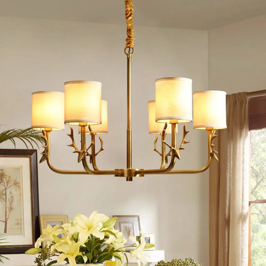 Contemporary Suspension Light With Antler Decor - Stylish Chandelier For Living Room 6 / Gold