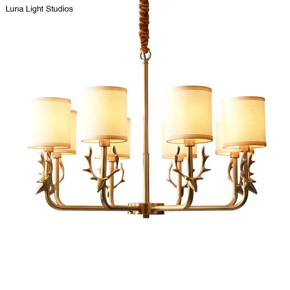 Contemporary Suspension Light With Antler Decor - Stylish Chandelier For Living Room