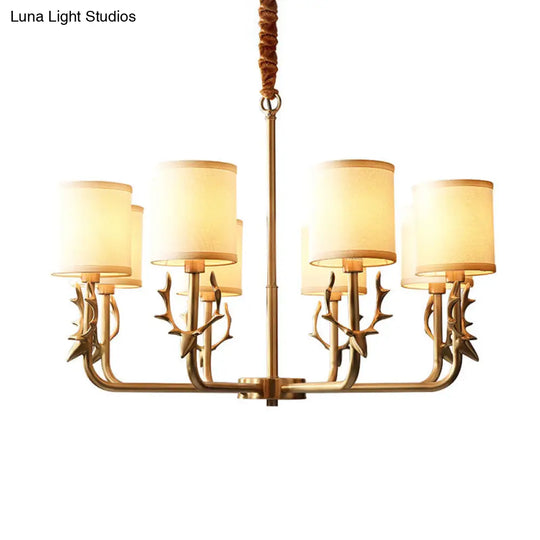 Contemporary Suspension Light With Antler Decor - Stylish Chandelier For Living Room