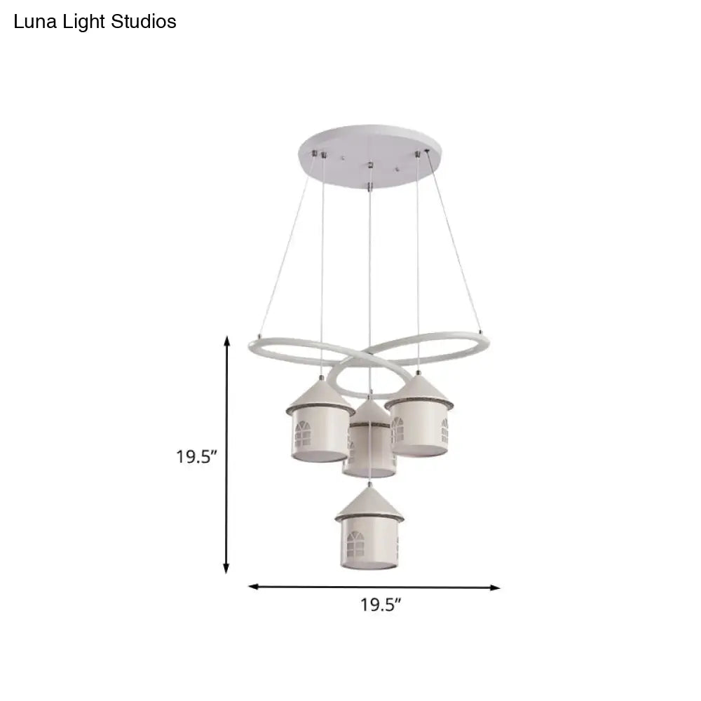 Contemporary Swirl Ceiling Chandelier - Led Suspension Lamp With 4 Acrylic Lights And House Shade In