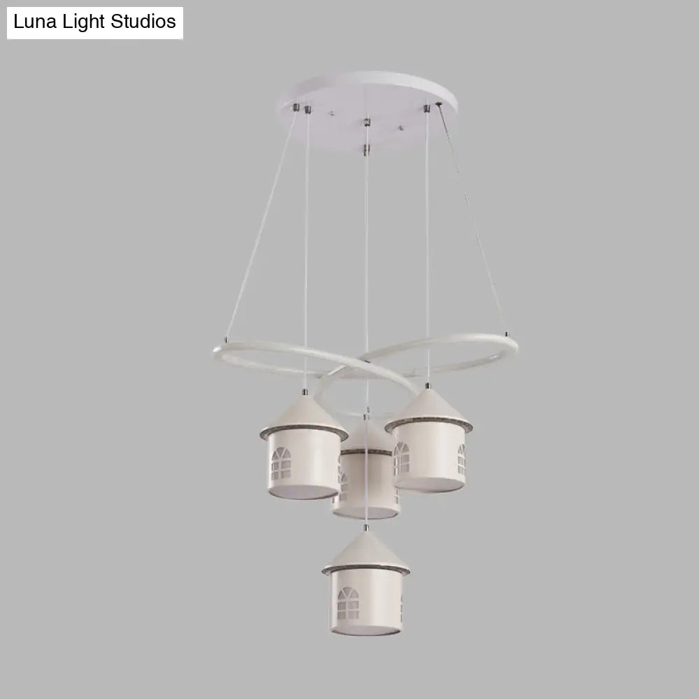 Contemporary Swirl Acrylic Chandelier - 4-Light Led Ceiling Lamp For Living Room White