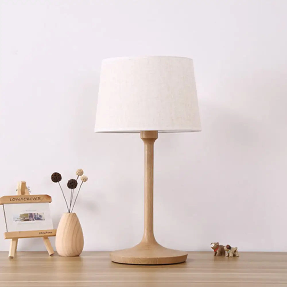 Contemporary Tapered Drum Nightstand Lamp In White - 1 Bulb Book Reading Light