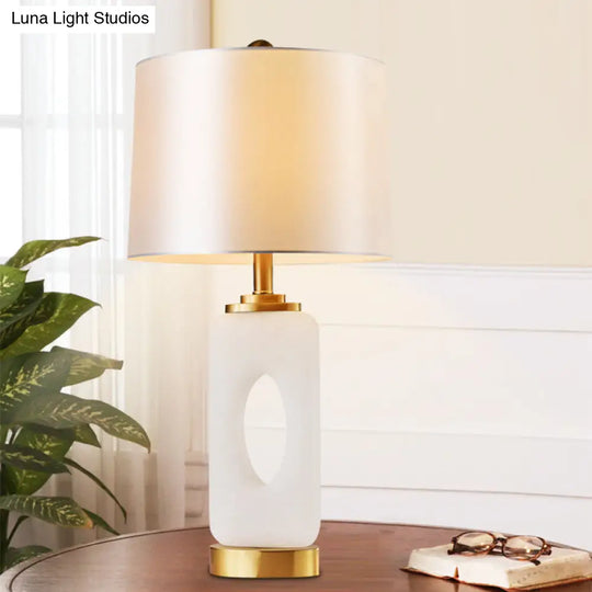 Contemporary Tapered Drum Task Lighting Table Lamp - White