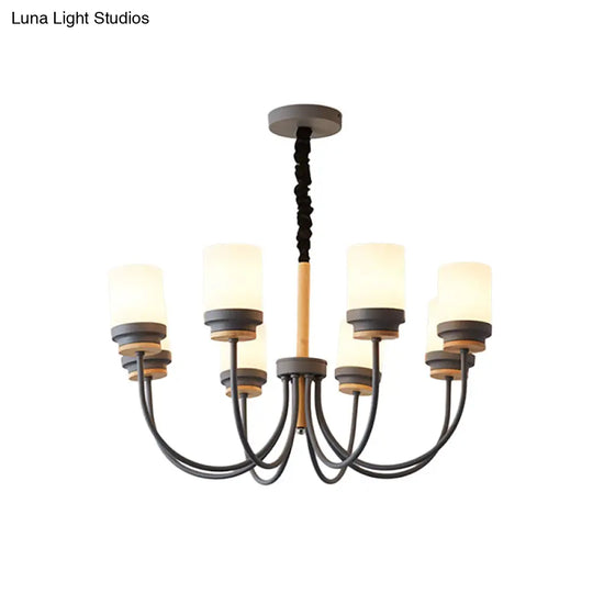 Contemporary Tapered Shade Chandelier - 8-Light Glass Pendant For Modern Living Room