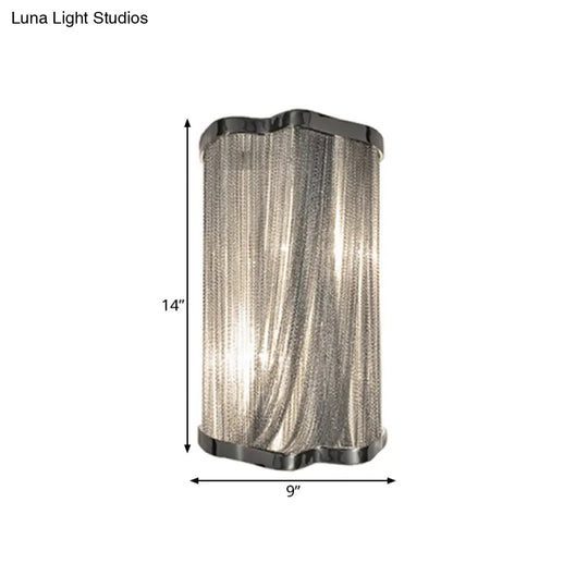 Contemporary Tassels Aluminum Flush Wall Sconce - 1-Light Silver Finish Mounted Light