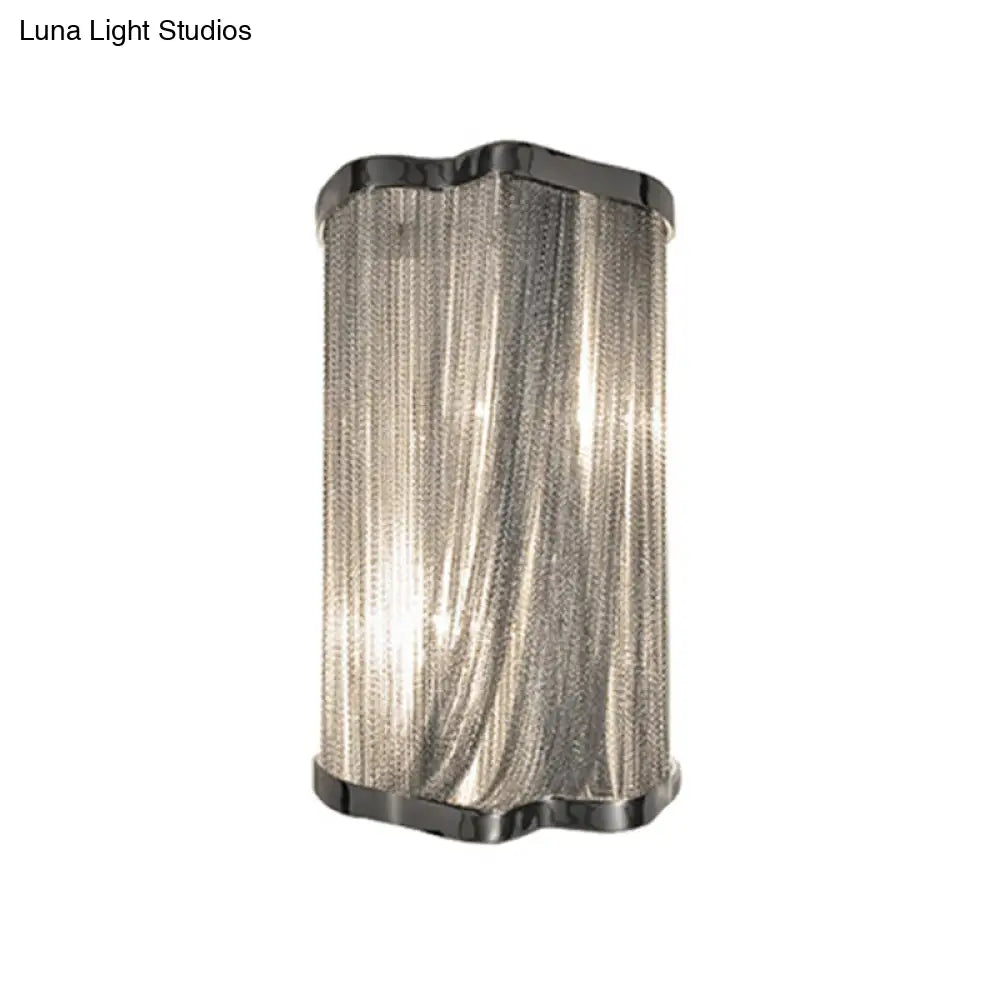 Contemporary Tassels Aluminum Flush Wall Sconce - 1-Light Silver Finish Mounted Light