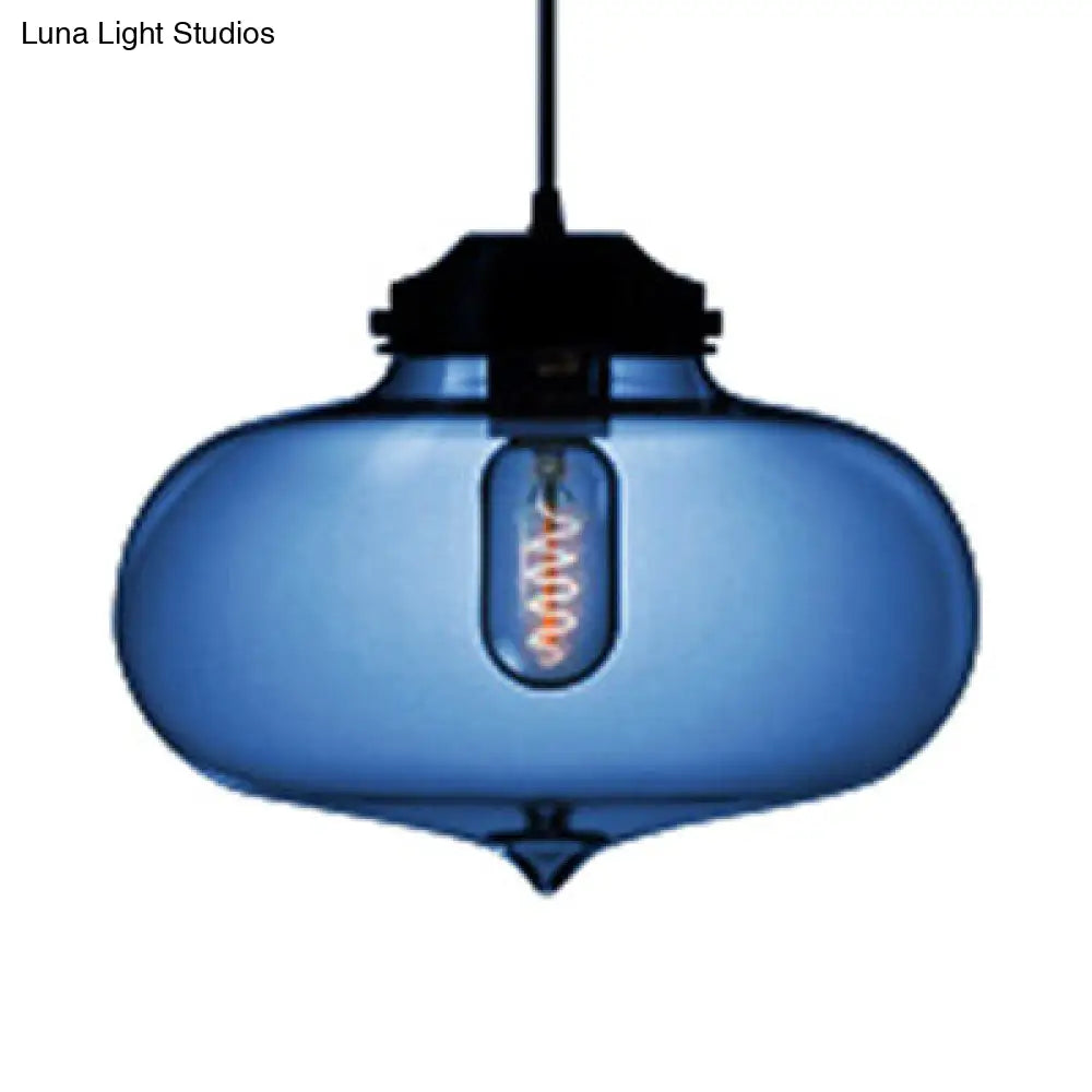 Contemporary Teardrop Glass Pendant Light - 1-Light Hanging Ceiling Fixture (Red/Brown/Blue) Dark