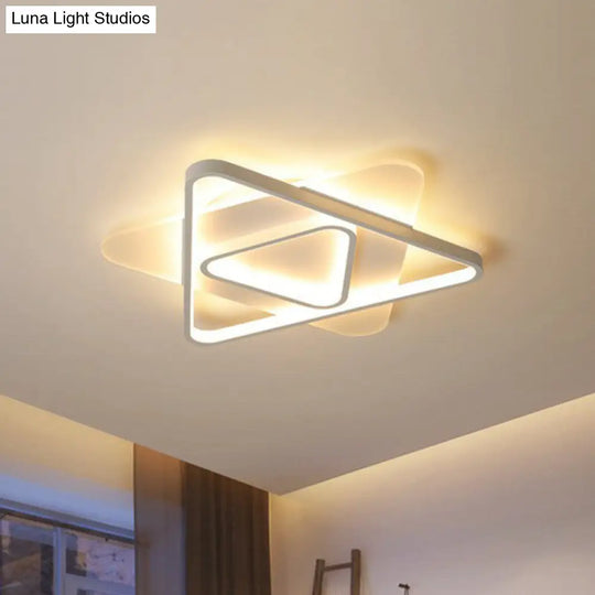 Contemporary Triangle Led Flush Mount Ceiling Light In White - Acrylic Living Room Lighting Fixture