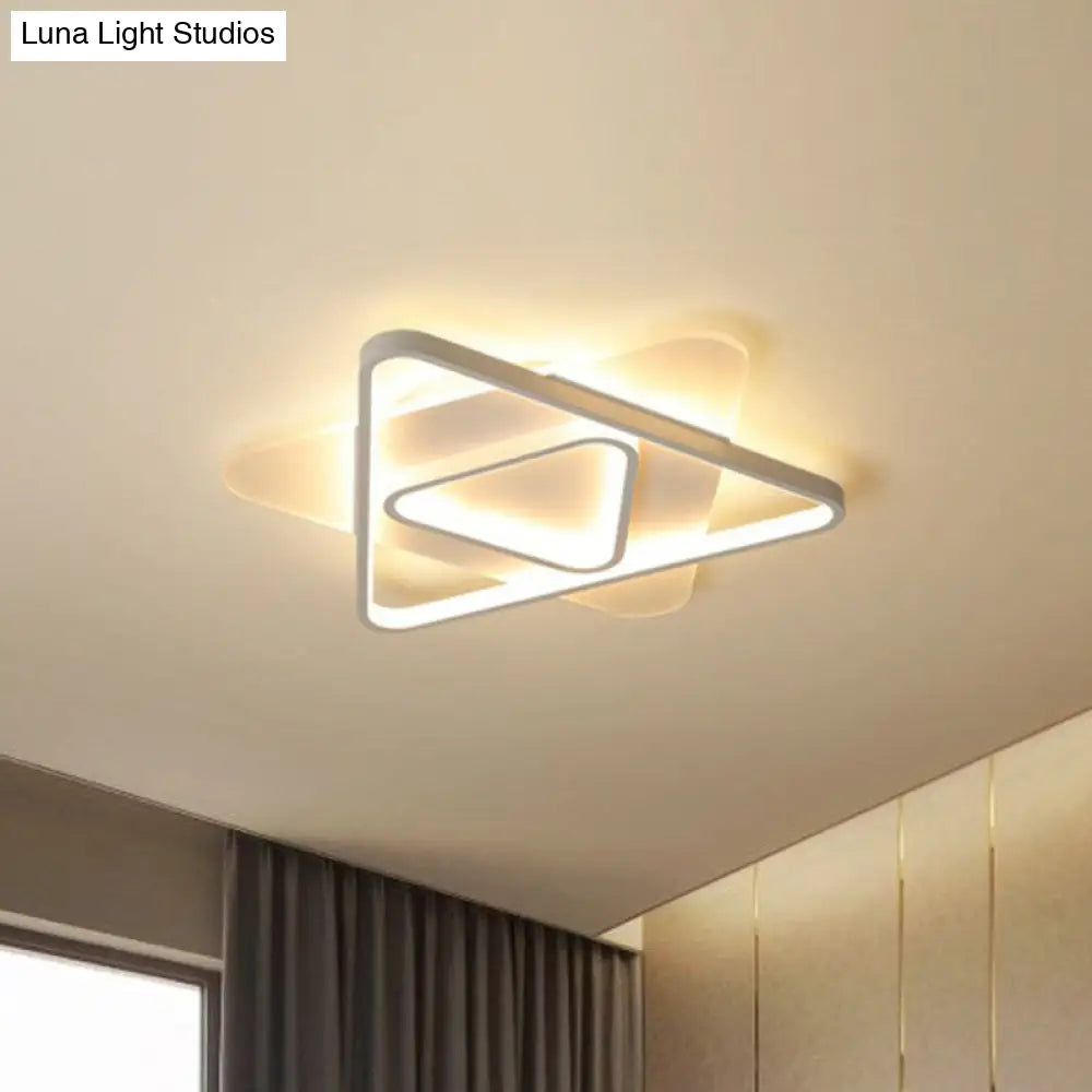 Contemporary Triangle Led Flush Mount Ceiling Light In White - Acrylic Living Room Lighting Fixture