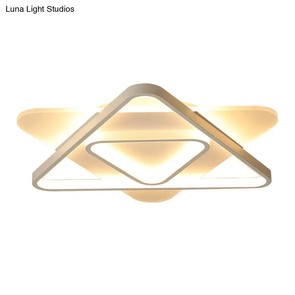 Contemporary Triangle Led Flush Mount Ceiling Light In White - Acrylic Living Room Lighting Fixture